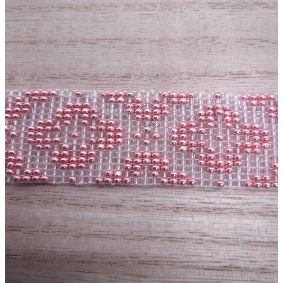 Loom Beaded Bracelet Clear & Pink - Picture 3 of 4